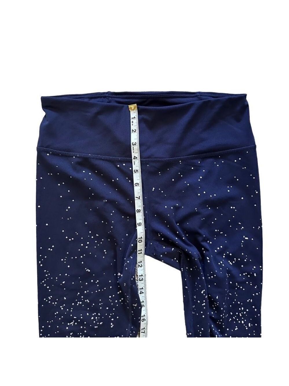 Kimberly Ombre Space Metallic High Rise Navy & Silver Polka Dot Leggings Large - Picture 7 of 8